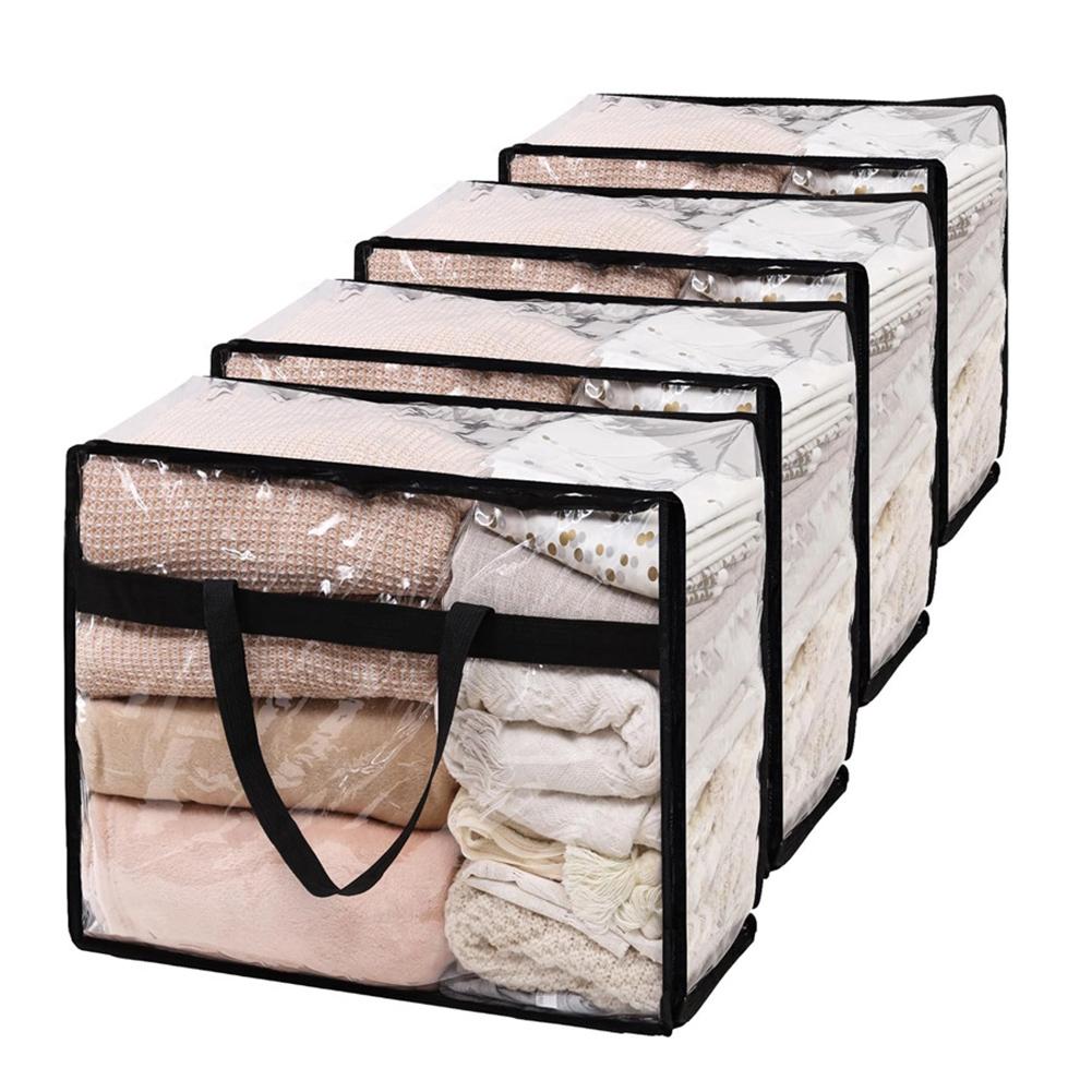 Large Capacity Clear Under Bed Storage Bag Container for Clothes Sheets Quilts Waterproof Lining Smooth Zipper Reinforced Handle