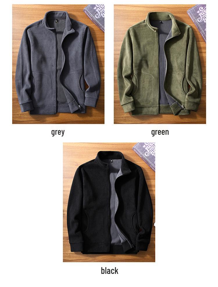 Men's Fleece Jacket: Autumn/Winter Warm Casual Stand-Up Collar Coat for Middle-Aged and Young