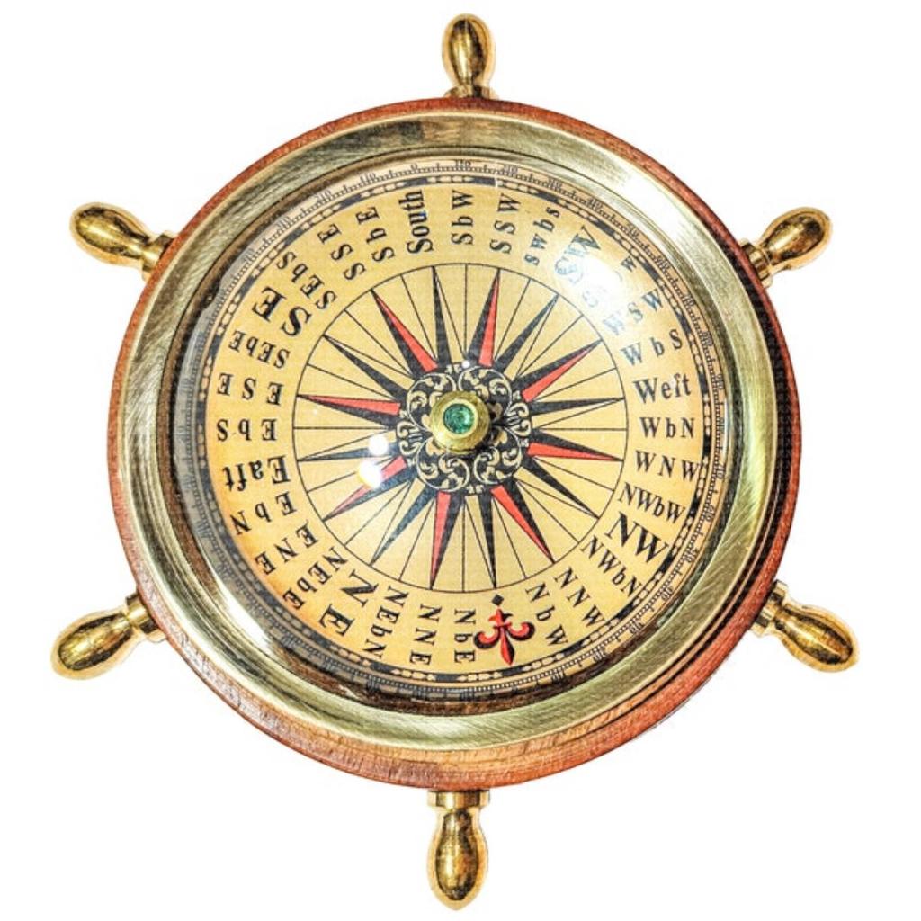 Big Custom Wheel Compass with Bevelled Glass, Groomsmen Gift, Christmas Gift, Home Office Decor, Gift for Him, Anniversary Gift
