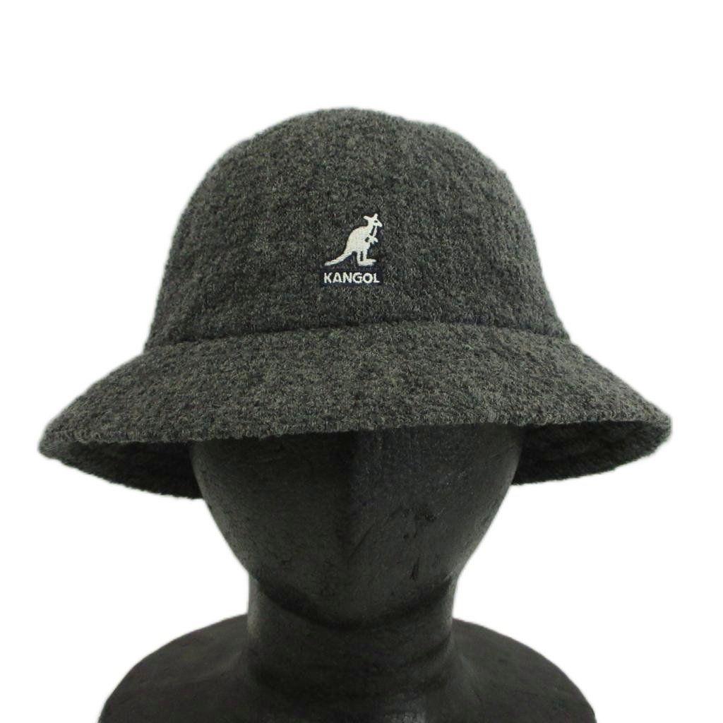 Used KANGOL Hat Bucket Hat Bakeha Wool Blend Bell Shape Logo Embroidery L Gray /XZ GY99