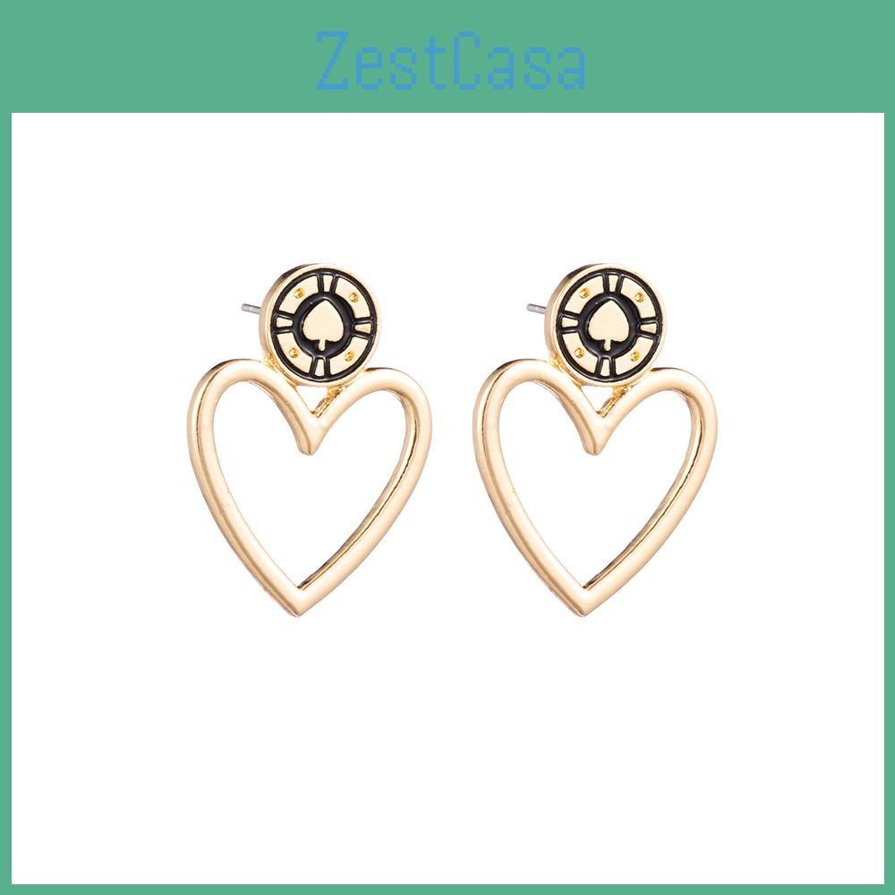 Gold Modern Rose Heart Fashion Earrings With Plated Alloy For Street Style