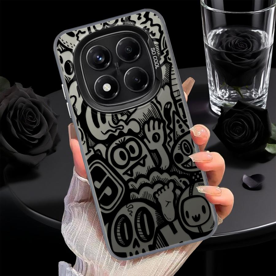 Graffiti Black Phone Case for Xiaomi Redmi Note 14 10 13C 14C A1 12C Note 13 12 Pro Plus 11 Pro A2 12 Phone Cover