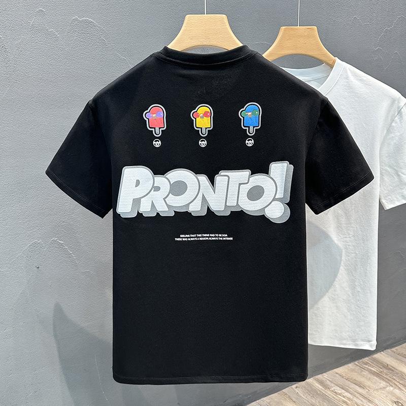 Tricou subțire cu mânecă scurtă, imprimat de vară, de agrement, cu gât rotund, bluză de bază pentru bărbați