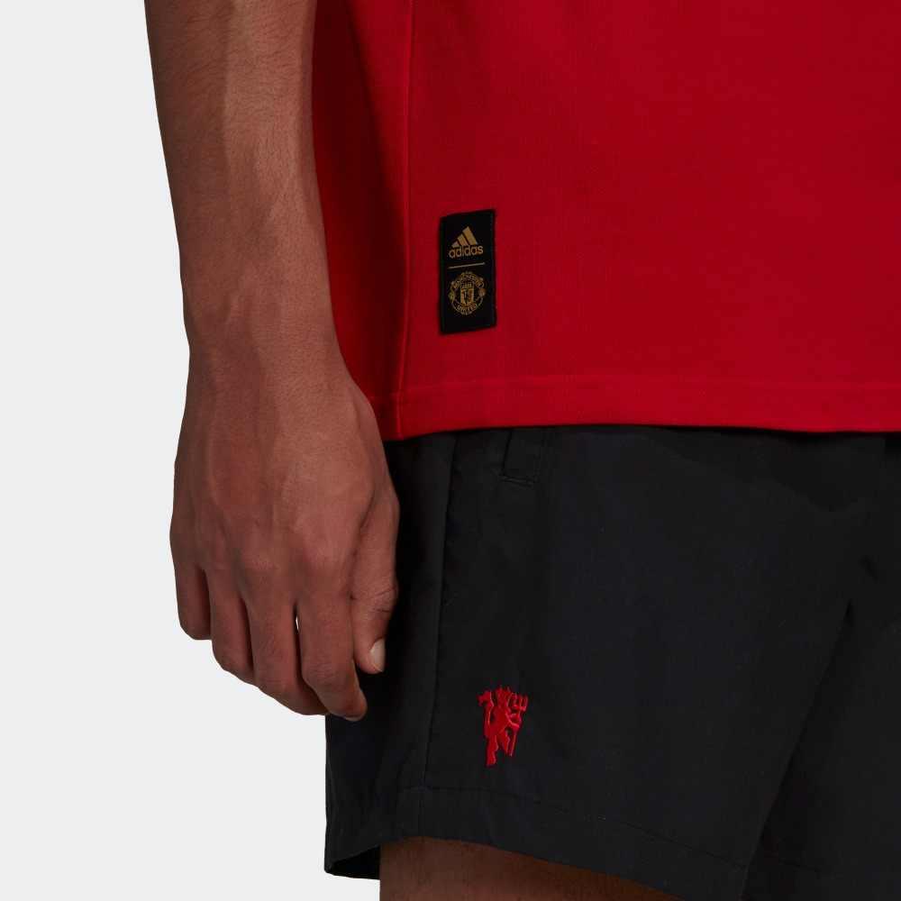 Adidas Pánské polo tričko s krátkým rukávem v jednobarevné červené barvě Manchester United H56686