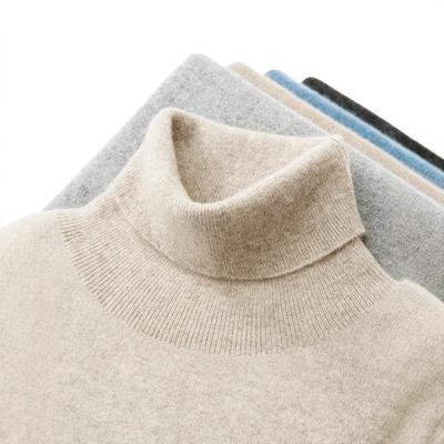 Men's Plus Size High Neck 100% Pure Wool Sweater - Loose Fit, Solid Color Pullover Knitwear