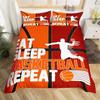 Basketball Duvet Cover Black Gold Bedding Set Black and Golden Basketball Court Design Comforter Cover Sports Games Quilt Cover