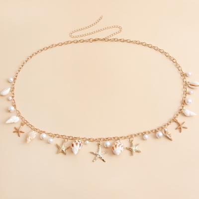 Bohemian Beach Waist Chain Belly Chain With Seashells Pearls Star Fish Decors For Women Girl Pool Parties Music Festival