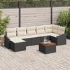 VidaXL 8-Piece Garden Sofa Set with Cushions Black Poly Rattan Acacia 3356528