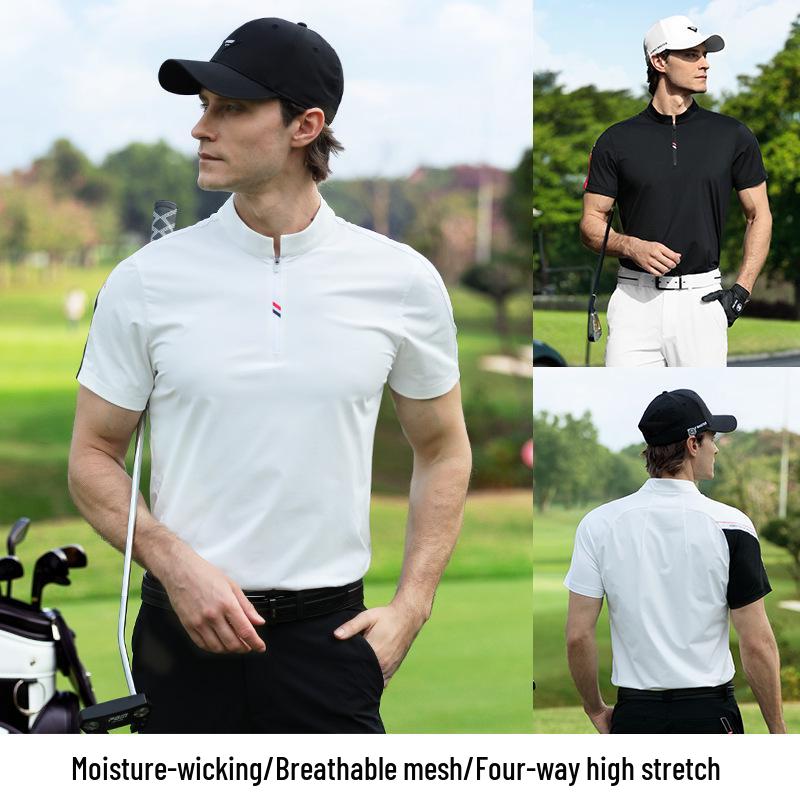 PGM Men's Summer Breathable Moisture-Wicking Stretch Polo Shirt