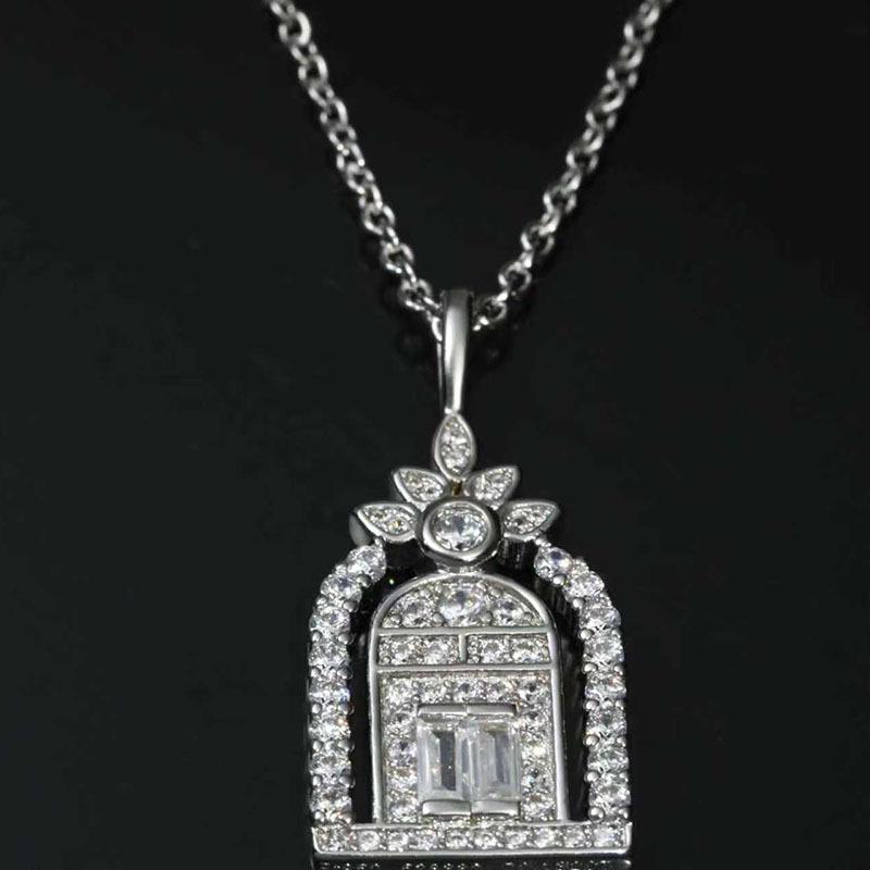 H.W Gate of Happiness White Gold Birdcage Diamond Clavicle Necklace for Women