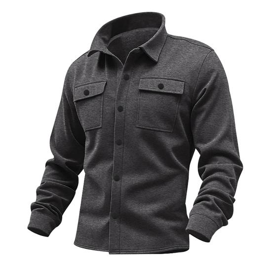 Men Jacket Coat Lapel Long Sleeve Single Breasted Casual Coat with Flap Pockets Solid Color Spring Autumn Jacket Versatile Outerwear