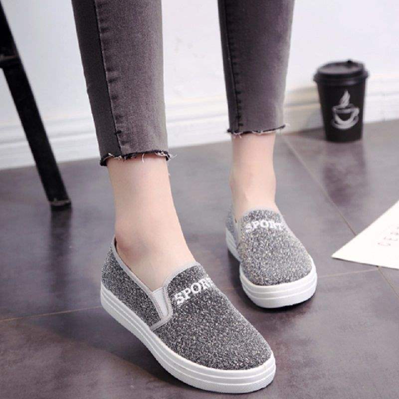 Cloth Shoes Spring Single Shoes Canvas Flat Bottom Non-slip One Pedal Lazy Board Shoes