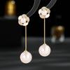 New Elegant and Elegant Women's Light Luxury Earrings with Tidal Zircon Inlaid Flowers One Pair of Simulated Pearl Earrings