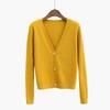Loose and Versatile V-neck Knitted Cardigan Autumn Sweater with Temperament Long-sleeved High-waisted Short Jacket Tide