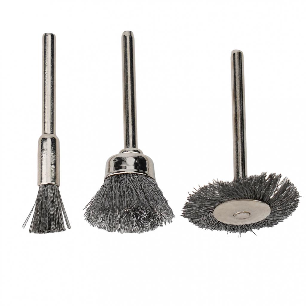 With Rod Wire Brush 3Pcs/Set Brushes Polishing Rust Removal Stainless Steel