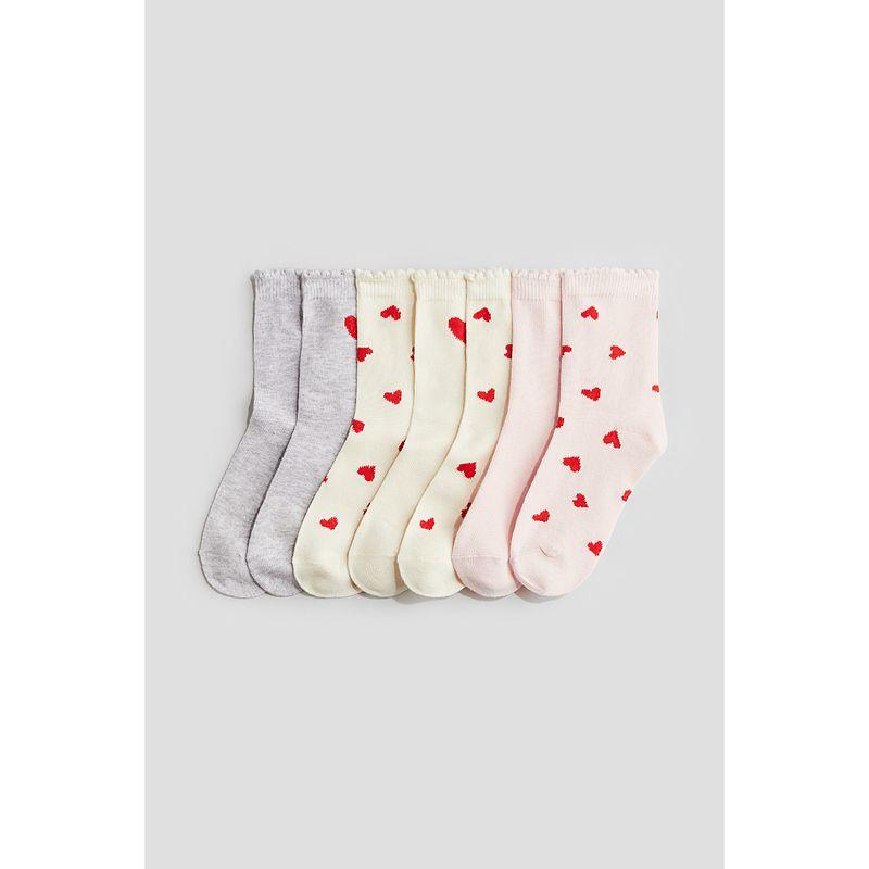 

HM Children s Clothing Girl Autumn Socks 7 Pairs Soft Plaid Fashion Knitted Socks 1143058 14-16 White/Heart