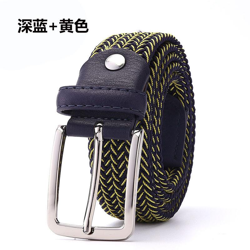 Men'S Belt Braided Elastic Belt Non-Porous Belt Men'S And Women'S Pin Buckle Elastic Belt