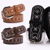 Chic American Retro Embroidered Women's Western Leather Belt - Fashionable, Versatile, and Perfect with Jeans.