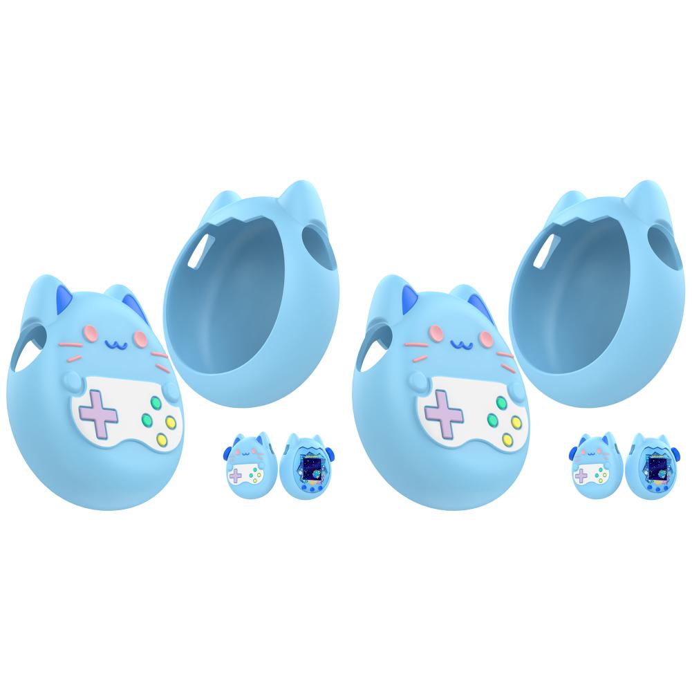 2Pcs Silicone Case for Tamagotchi Paradise Liquid Silicone Game Console Soft Shell with Finger Lanyard Non-Slip Protective Cover
