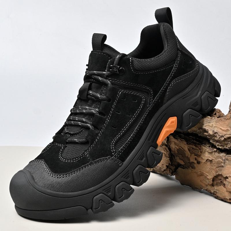Men's Low-Top Hiking Shoes with Non-Slip Toe Cap, Thick Soft Sole, and Lace-Up Design – Ideal for Outdoor Casual Wear.