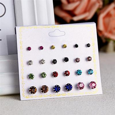 Twelve Pairs Of Earrings Crystal Pearl Earrings Set Women's Ladies Earrings
