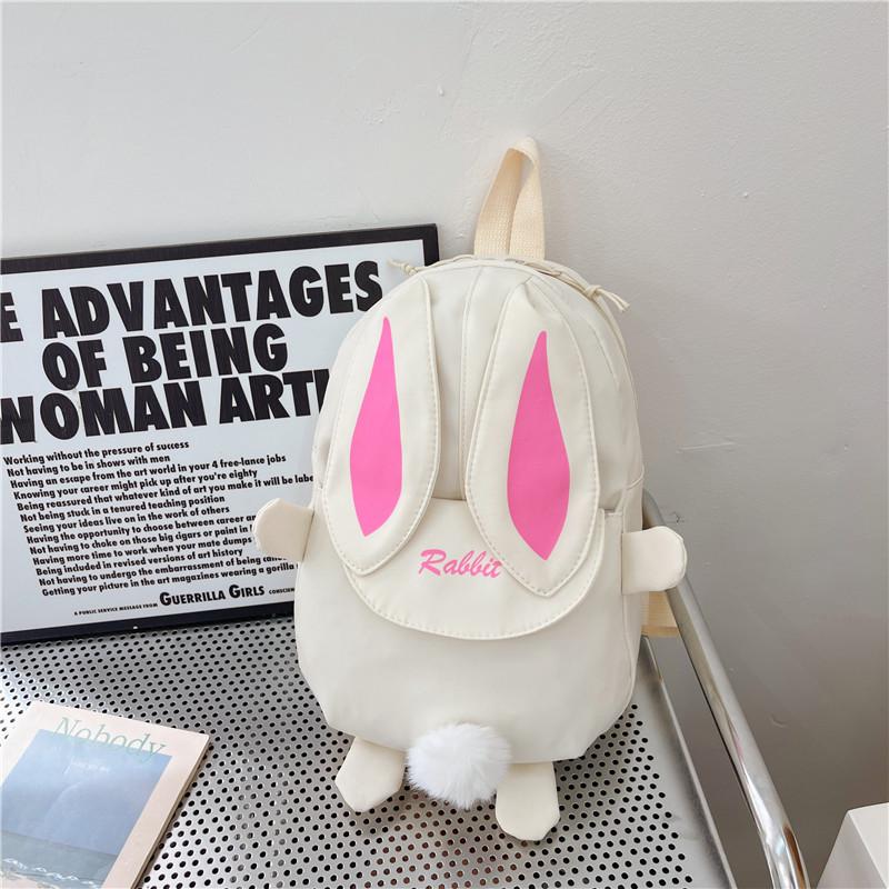 Girls' Cute Rabbit Backpack - Korean Style, Double Shoulder School Bag