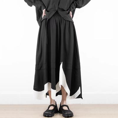 Asymmetrischer Rock mit Taschen in Kontrastfarbe HQQ2444