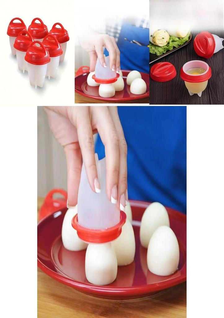 Juego de Cocedor de Huevos de Silicona con Diseño Antiadherente para Cocina Casera y Preparación de Desayuno