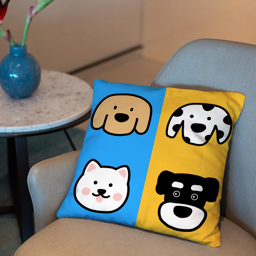 Cartoon Simple Lines Dog8 Cushion Cover 2-in-1 Reversible Plush Pillow Cover | Car/Sofa/Bed | Perfect Gift