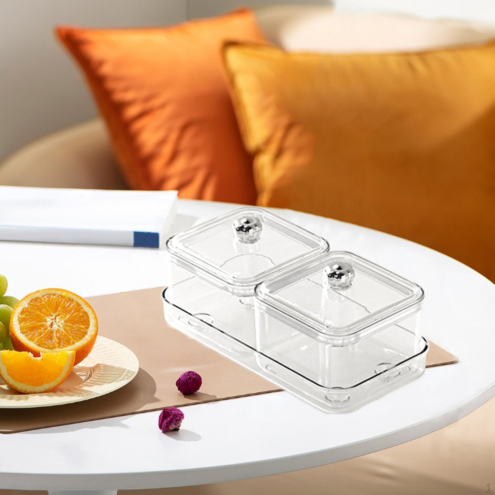 Тарелка с сухофруктами закуска коробка для хранения продуктов конфеты орехи блюдо с крышкой разделенное на порционные тарелки white 2 grids 1719₽