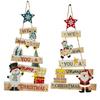 Old Man Snowman Wooden Ladder & Letter Sign Christmas Tree Ornaments for Door & Window Decorations