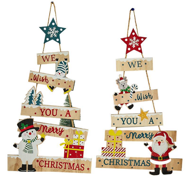 Old Man Snowman Wooden Ladder & Letter Sign Christmas Tree Ornaments for Door & Window Decorations
