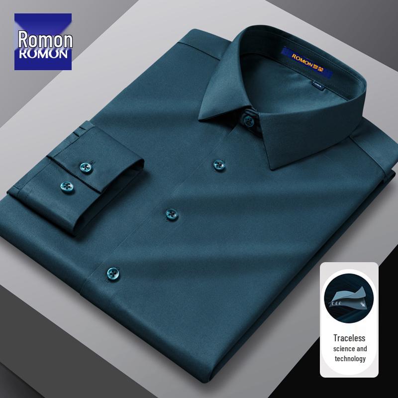 

Romon Мужская серая рубашка с длинным рукавом в стиле business casual из искусственного шелка, бесшовная, белая 44 (180—190 jin)