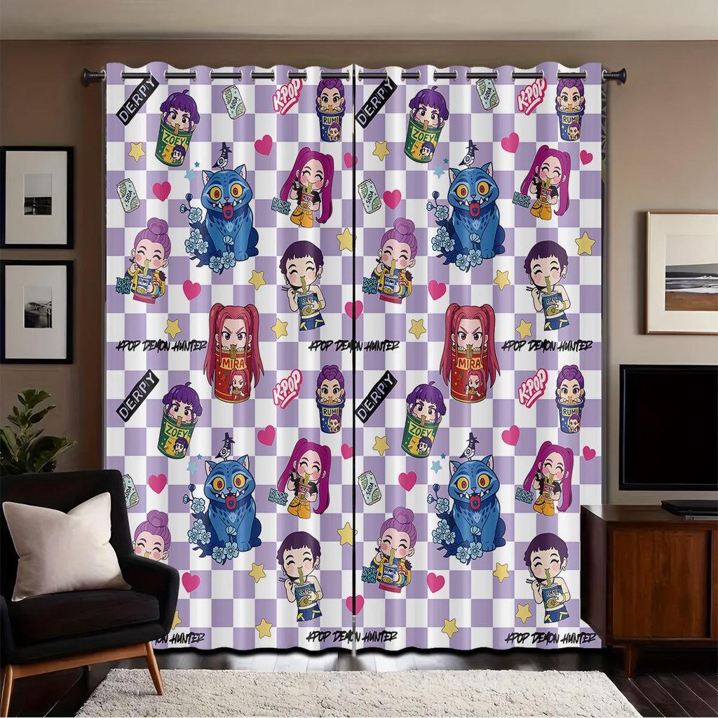 Dämonenjäger 3D Digitaldruck Verdunkelungsvorhänge - Benutzerdefiniertes Foto, Dick, Hochpräziser Sonnenschutz, Sonnenschutz, Grenzüberschreitend