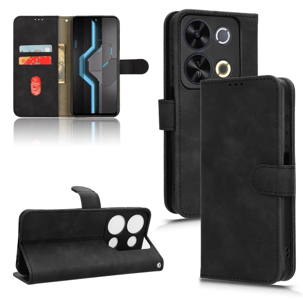 For Itel P65 Leather Case Skin-Feel Anti-Drop Wallet Flip Phone Cover