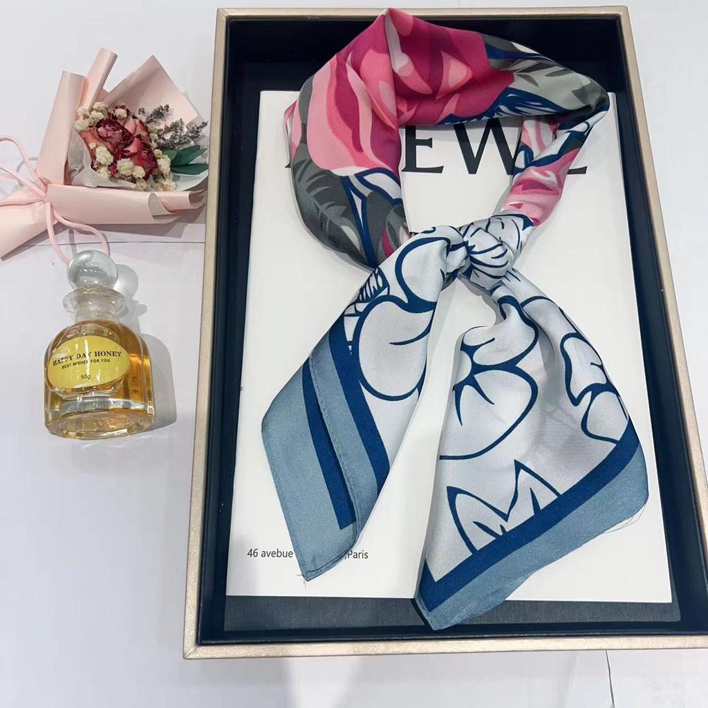 Hedvábný šátek pro ženy, módní všestranný, vysoký smysl, 70 čtverečních stop, ochrana krku, šátek, retro šátek, taška