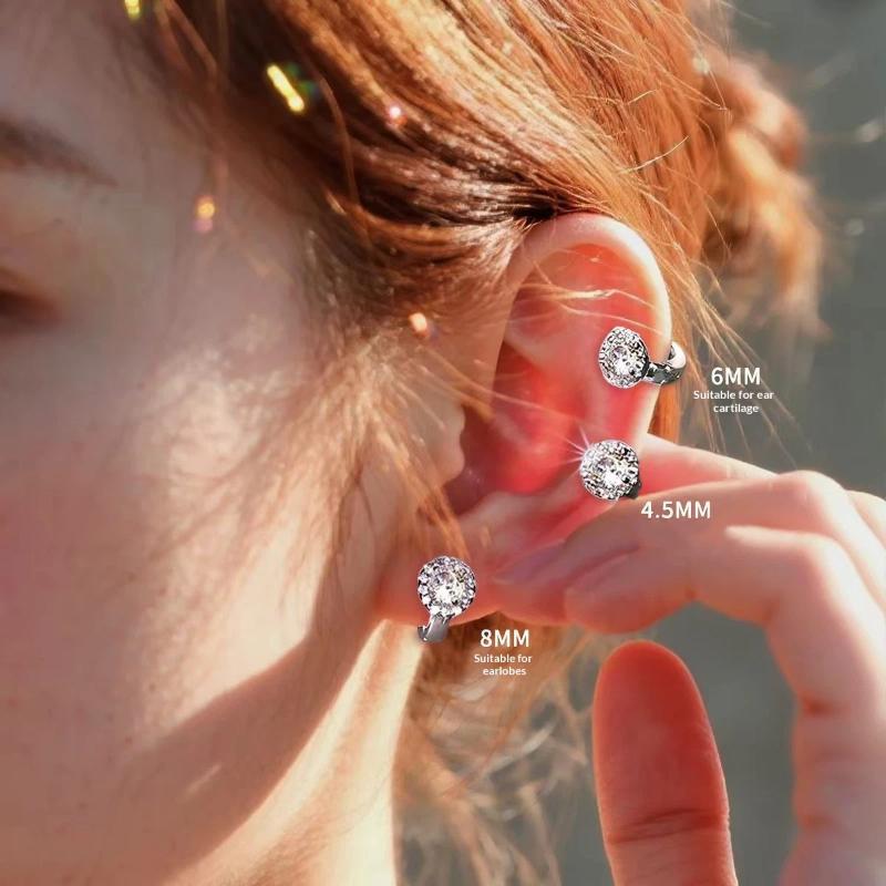 1 Pair Trendy Earring Jewelry Silver Round Zircon Earrings For Women Prevent Allergy Party Accessories Gift