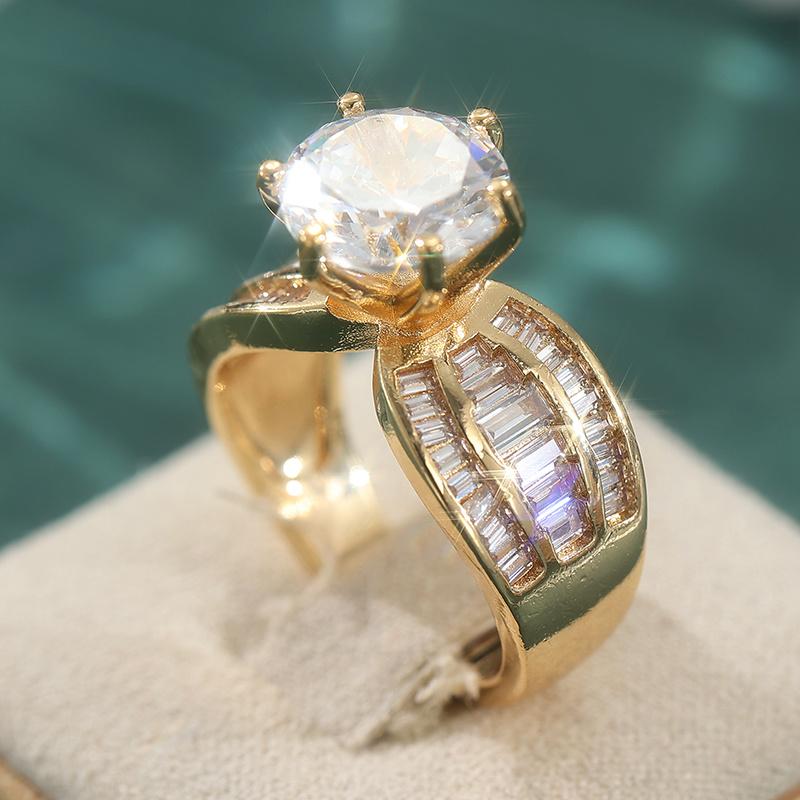 Luxurious Sparkling Synthetic Zircon Ring Fashionable and Versatile Wedding Engagement Valentine's Day Anniversary Rings