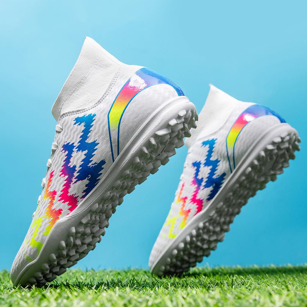 Fashion Men's Soccer Shoes TF/FG Non-Slip Turf Soccer Cleats Trend Design Shoes Comfortable High Top Sneaker High Quality Football Boots