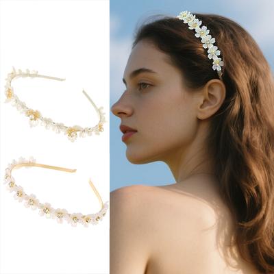 New Pearl Rhinestone Flower Headband Fashion Alloy Crystal Hairbands for Women Daily Hair Accessories
