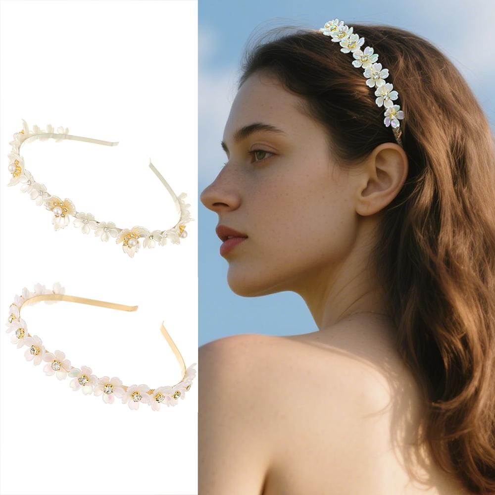 

New Pearl Rhinestone Flower Headband Fashion Alloy Crystal Hairbands for Women Daily hair Accessories