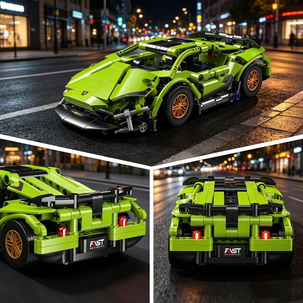 1280Pcs 1:14 Moc Racing Car Building Blocks, Mechanical Speed Sports Car Model Kit Stem Gift For Boys Kids Adults Ages 12+