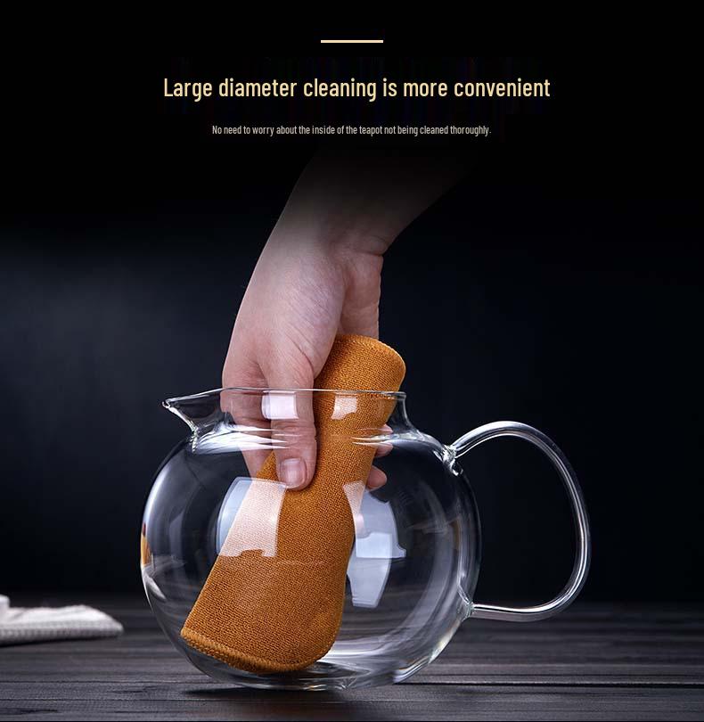 Large-Capacity Heat-Resistant Glass Teapot with Stainless Steel Filter