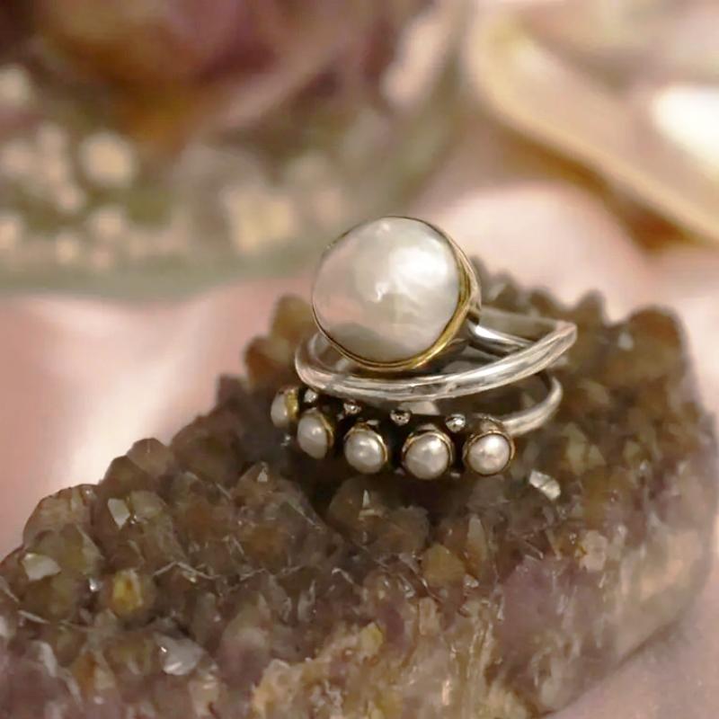 

CAOSHI Retro Style Party Ring for Women Delicate Simulated Pearl Finger Zircon for Engagement Ceremony Vintage Accessories Gift 6