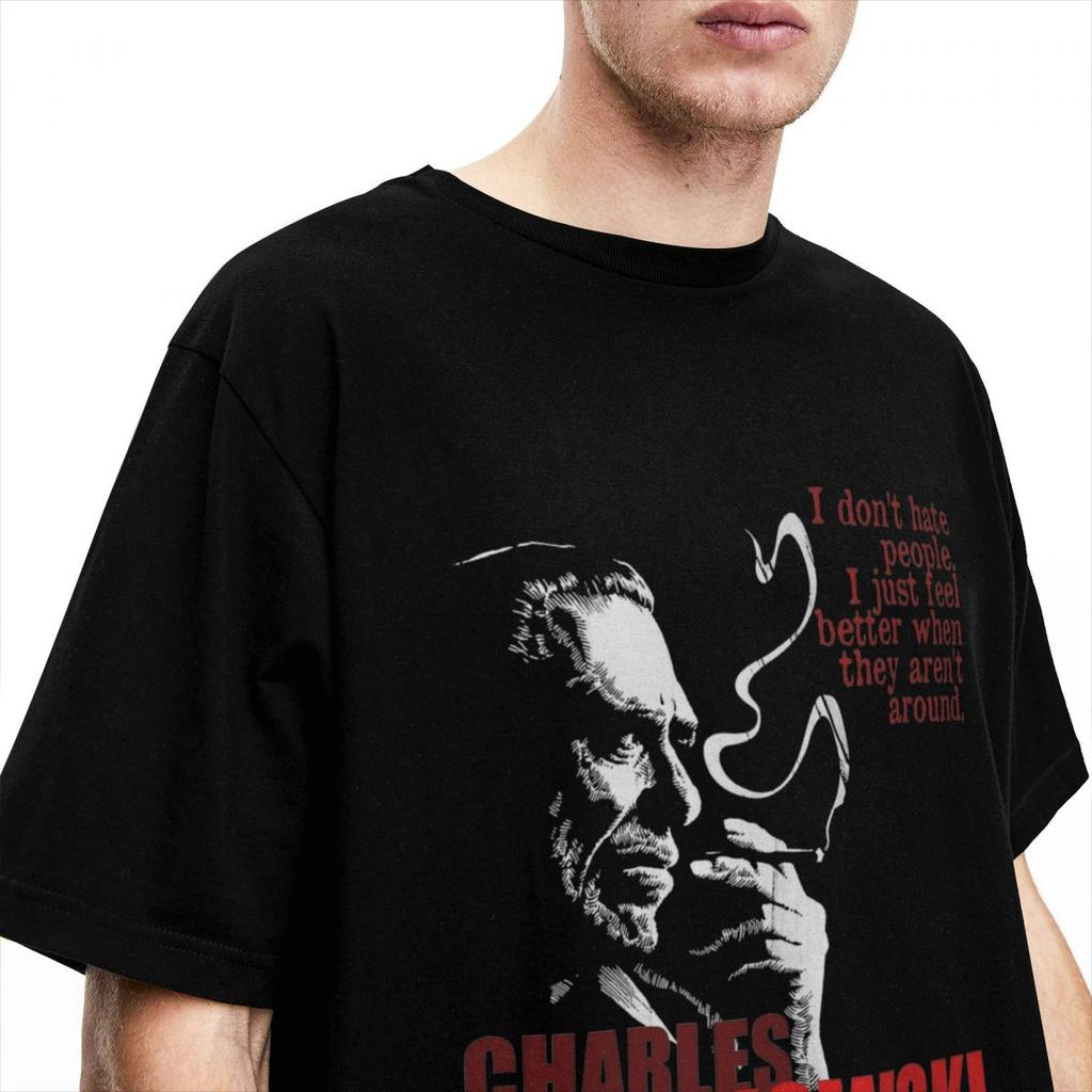 Famous Poet Poet Author Charles Bukowski T Shirt Summer Awesome T-Shirts Cotton Hip Hop Tee Shirt For Men Short-Sleeved Tees