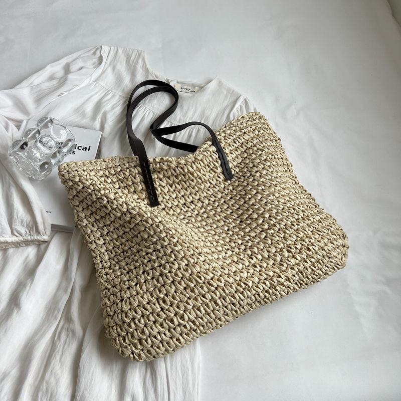 Handwoven Large Capacity Straw Tote Bag for Women - Spring/Summer Shoulder Bag for Commute & Beach