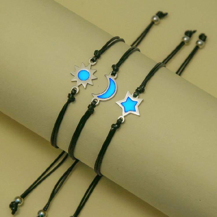 3er-Pack Auffällige Mond Sonne Stern Freundschaftsarmbänder Verstellbares Handgefertigtes Kordel Armband Für Beste Freunde