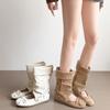 French Round Head Bow Two Wear Stacked Pants Tube Boots Women'S Inner Height Increase Shallow Mouth Ballet Single Shoes Removable Cool Boots