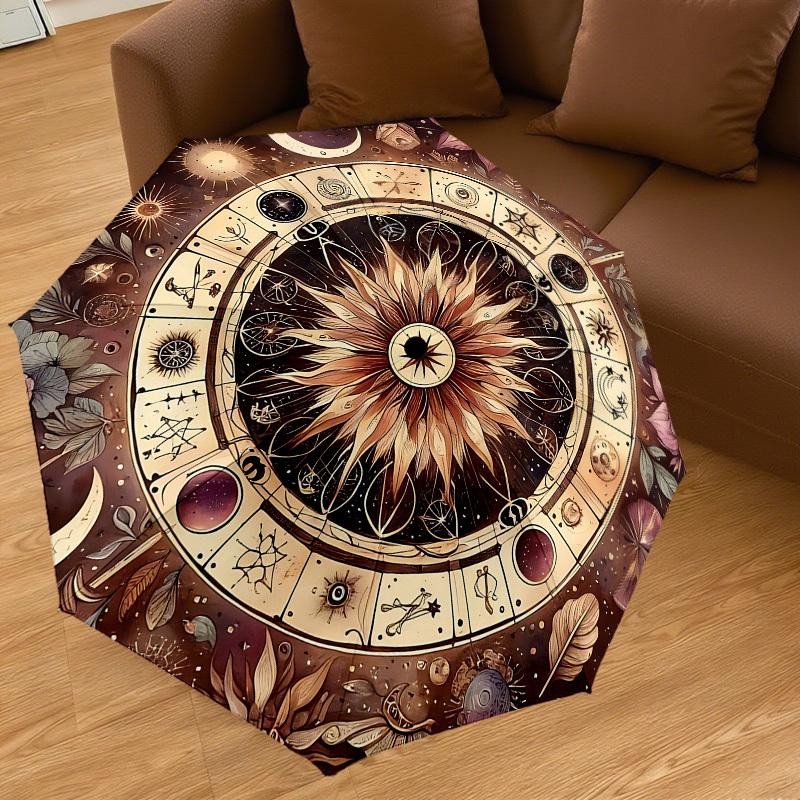 1pc Astrology Flowers Automatic Open/Close Umbrella with Windproof, 8-Rib Sturdy Canopy, Durable Ribs, Fashionable Design1202A