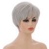 Peruci sintetice scurte de damă, gri argintiu, alb, cu breton, pentru femei, coafură pentru femei, par natural zilnic, ondulat, rezistente la căldură, peruci pentru mami